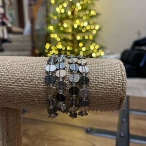 Elegant Silver and Black Beaded Bracelet